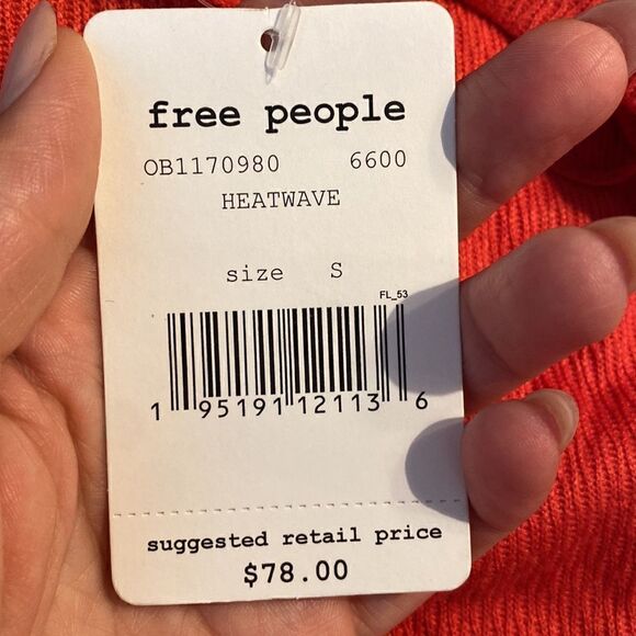 NWT Free People Womens Snowy Thermal Top in Heatwave Orange Red - Picture 6 of 11